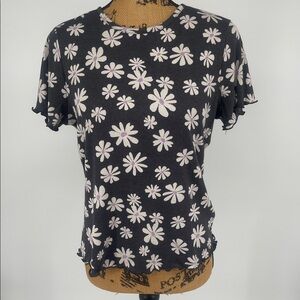 Floral Black and White Women's Top